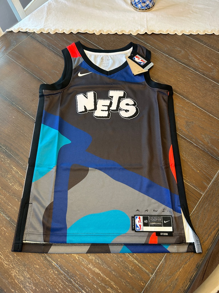 Nike Black Blue Teal Nets Graphic Basketball Jersey